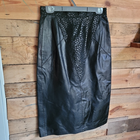 Rinzi International Collection Leather Jacket Skirt Set Sz 11 EU - Picture 5 of 8